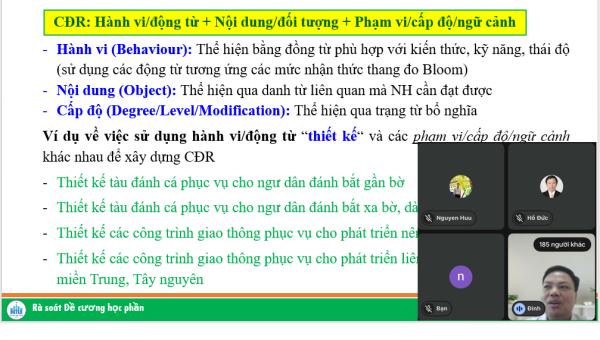 Trường Đại học Nha Trang đã tổ chức chương trình tập huấn "Triển khai thực hiện Kế hoạch rà soát, cập nhật đề cương học phần (ĐCHP), xây dựng Rubric và Ngân hàng câu hỏi thi (NHCHT)"